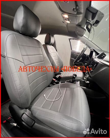 Чехлы Kia Rio 3 седан из экокожи серые Классика