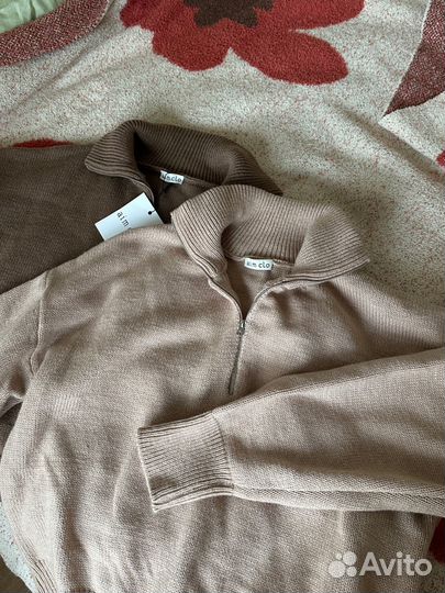 Свитеры aim clo на молнии бежевый & коричневый