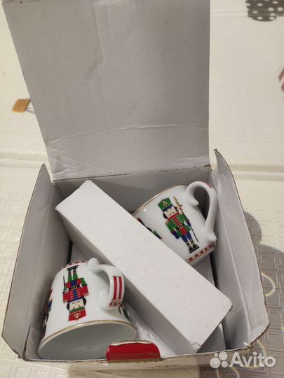 Набор 2 чашки с блюдцем для кофе Щелкунчик