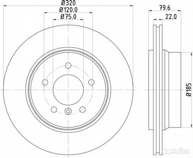 Диск тормозной BMW X3 E83 B R L толщина 22 мм 320