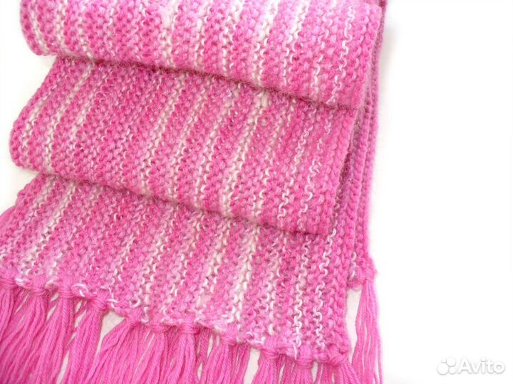Шарф вязаный розовый