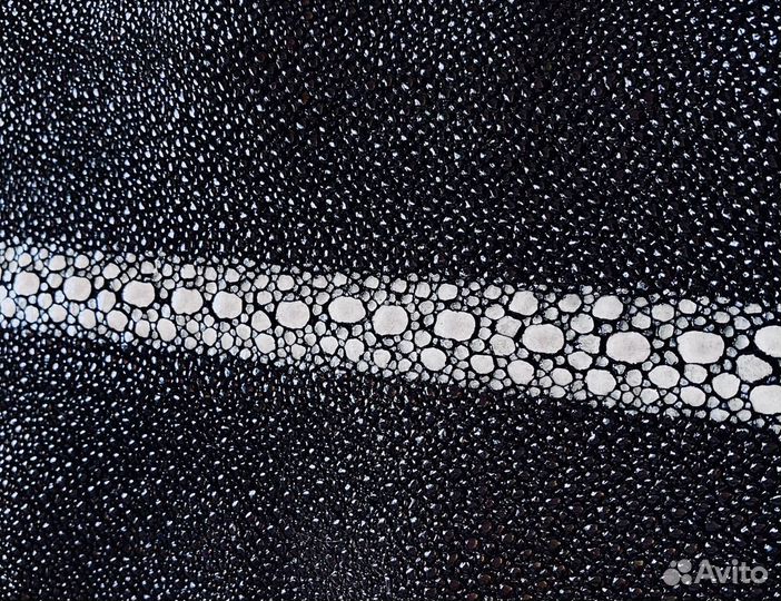 Кожа морского ската, длинной формы, чёрный цвет