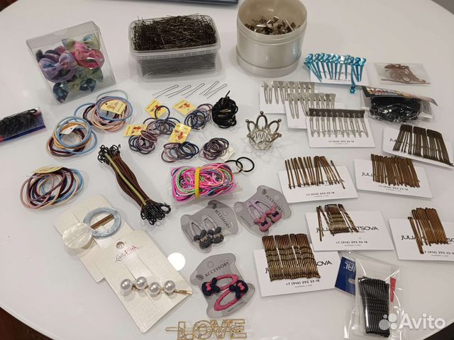 Заколки, невидимки, резинки, шпильки, зажимы