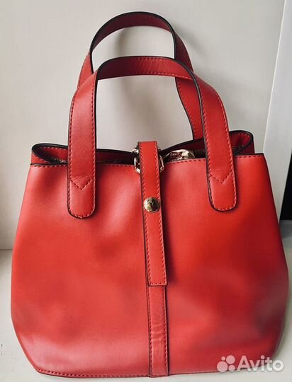 Сумка женская натуральная кожа красная