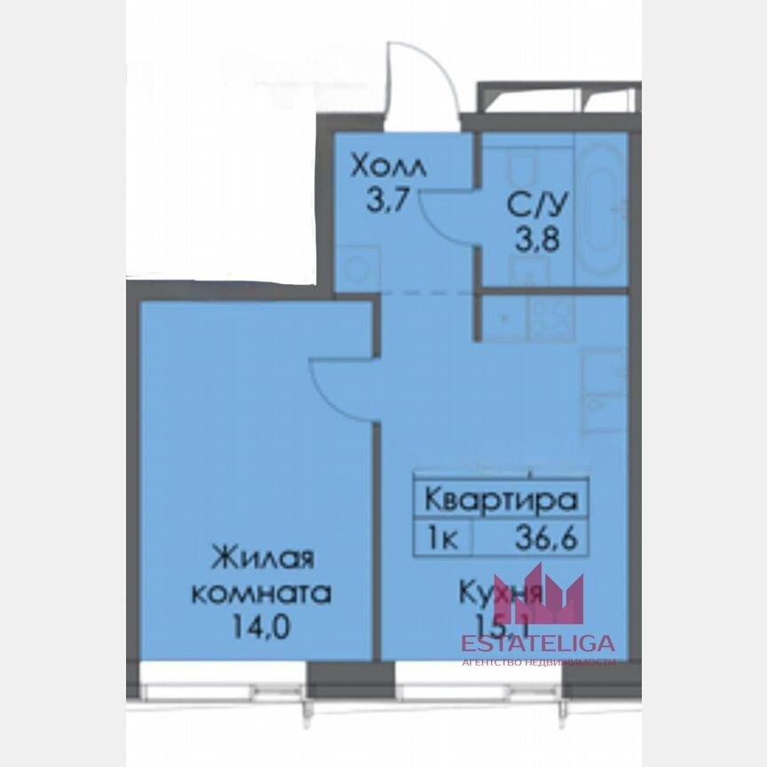 1-к. квартира, 36,6 м², 7/30 эт.