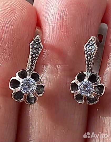 Серьги Серебро 875 проба СССР