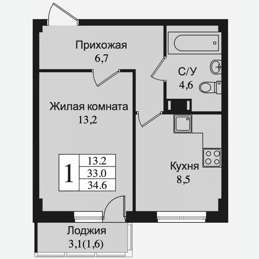 1-к. квартира, 36,2 м², 2/15 эт.