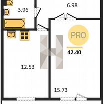 1-к. квартира, 42,4 м², 7/12 эт.