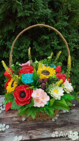 Букет мыло ручной работы с полевыми цветами