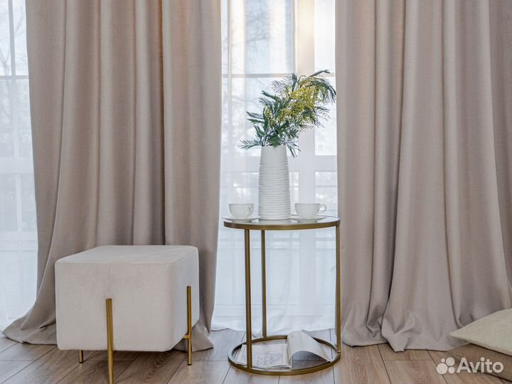 Премиум Шторы Ламия сливочный новые на окна пошив