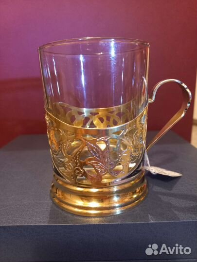 Серебряный подстаканник со стаканом Кубачи