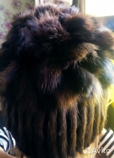 Шапка норковая вязанная женская