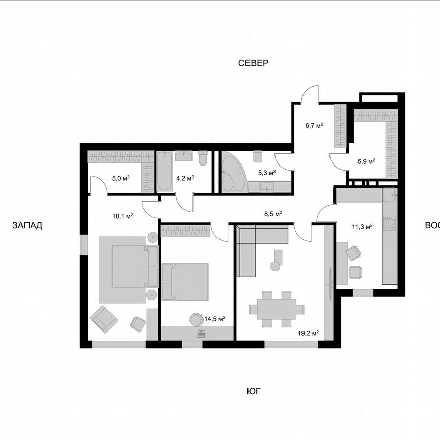 3-к. квартира, 98,7 м², 16/17 эт.