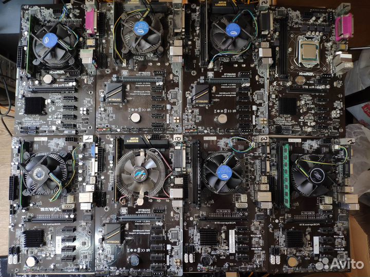 Материнская плата на 6 видеокарт + CPU + озу