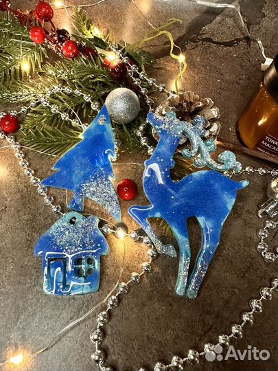 Елочные игрушки из эпоксидной смолы