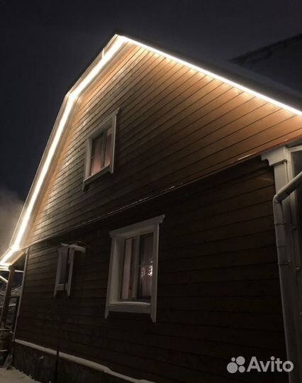 Украшение домов гирляндами-контурное освещение