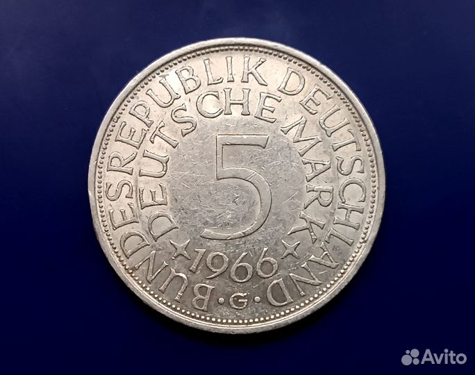 5 марок 1966 г. Германия, Серебро