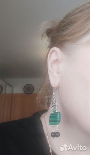 Серьги малахит