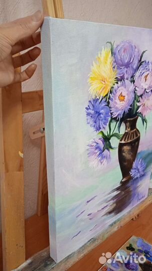 Картина маслом на холсте цветы 