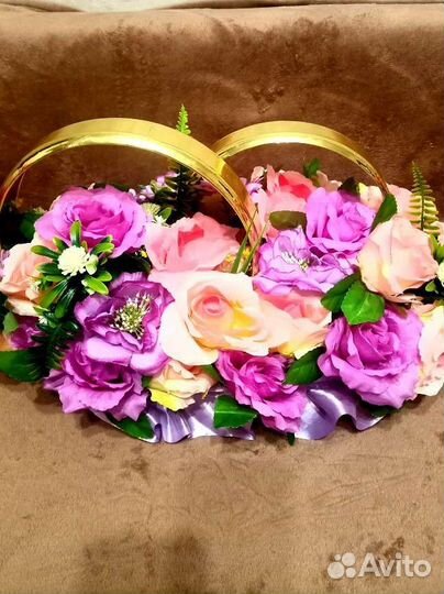 Свадебное украшение на машину (сиреневое)