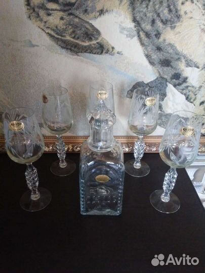 Графин с фужерами из хрусталя