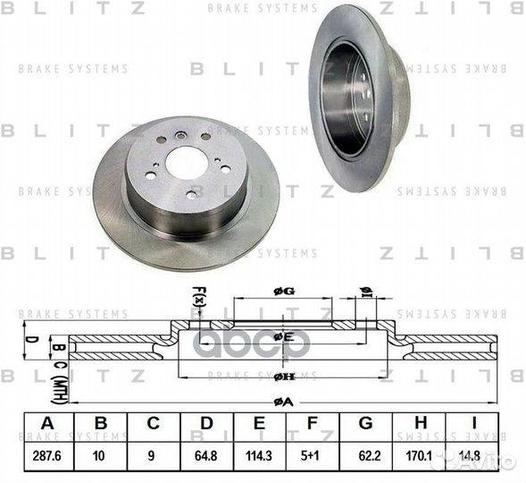 Диск тормозной зад BS0379 Blitz
