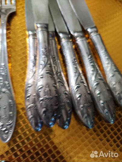 Набор столовые вилки и ножи мельхиор Олимпиада