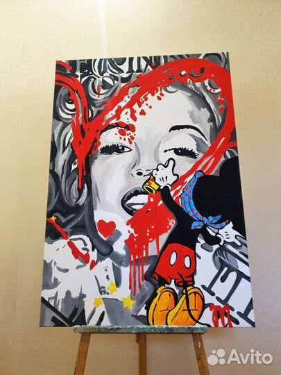 Яркие картины Микки Мини Маус поп стрит арт купить