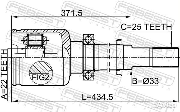 ШРУС внутренний правый febest, 2411flurh