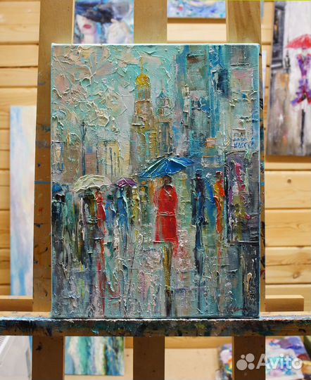 Картина маслом, Теплый дождик, 40х30 см