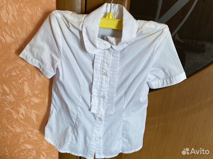 Блузка школьная 128 с коротким рукавом