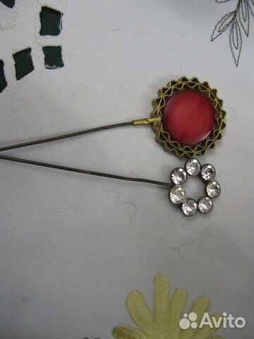 Две антикварные булавки-брошки