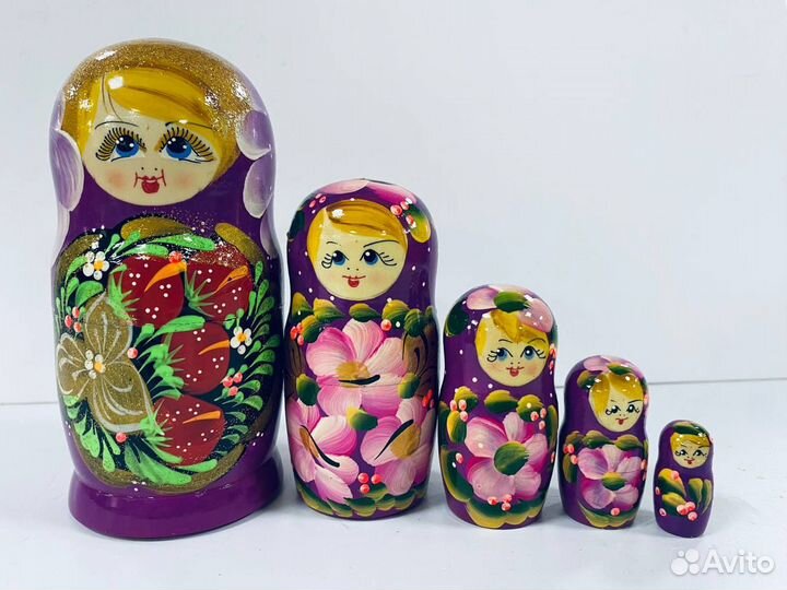 Матрешка 5 мест. Дерево, ручная роспись