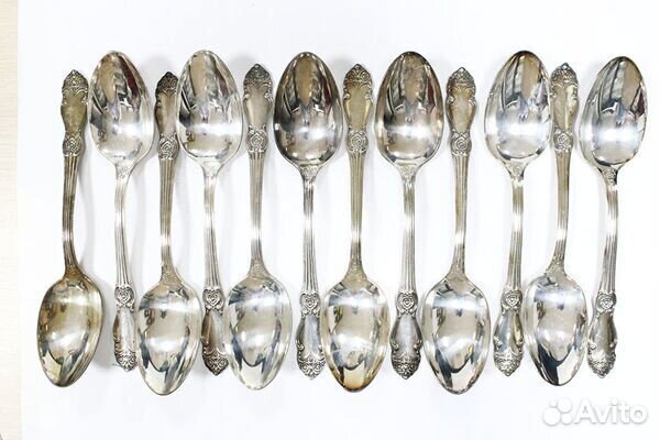 Набор 12 столовых ложек. Серебряная роза. Мельхиор