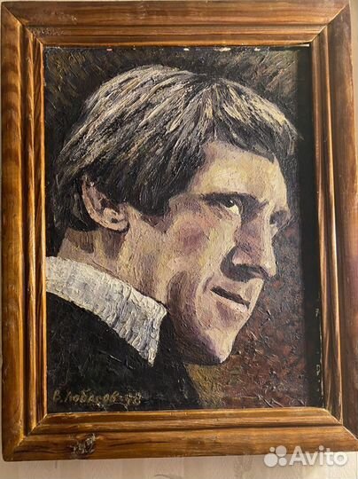 Портрет Высоцкого в раме. Масло