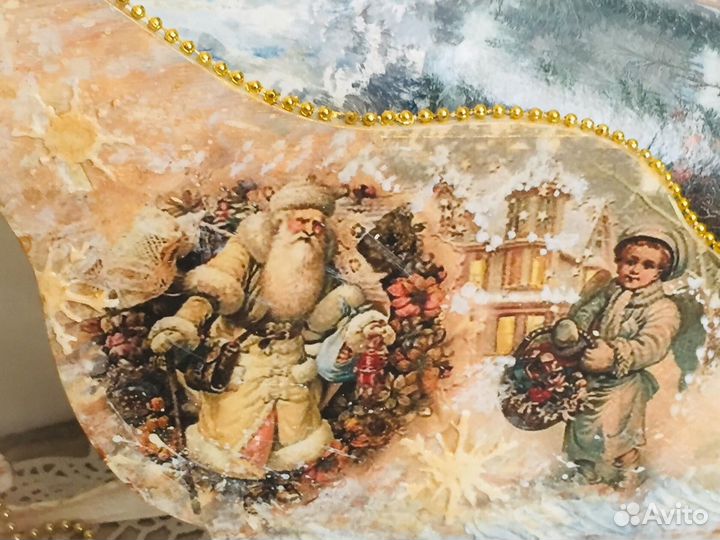 Новогодний декор.Сани.Домики.Шкатулка