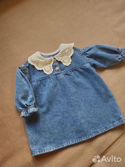Платье джинсовое zara для девочки 80-86