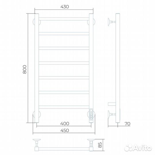 Полотенцесушитель электрический Larusso Феличия П7 400х800