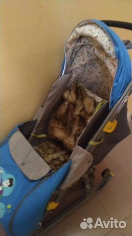 Детские санки коляска с колесами б/у