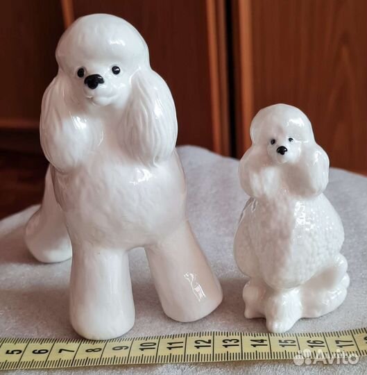 Статуэки Пудель фарфор большой и малый
