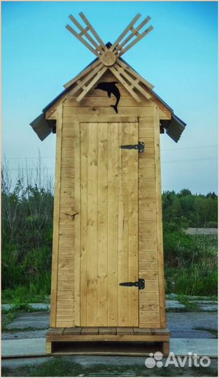 Дачный туалет деревянный прямоугольник KHW