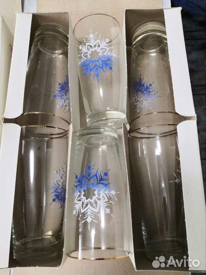 Стаканы тонкие СССР. Набор из 6 стаканов