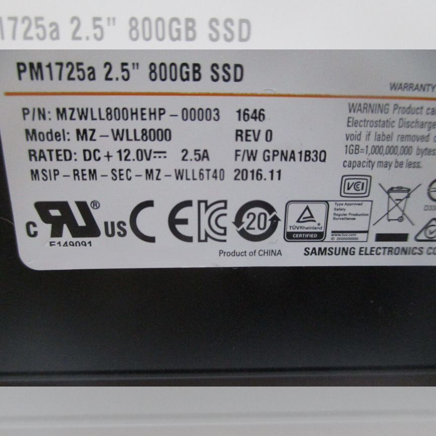 [MZWLL800HEHP-00003] Ssd Samsung Pm1725a Mzwll800hehp-00003