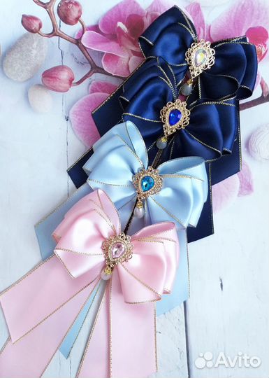Большой школьный бант на заколке-автомат