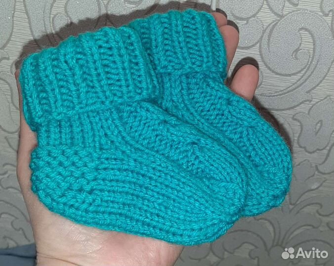 Носки детские вязаные, ручная работа 10,5 см