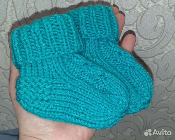 Носки детские вязаные, ручная работа 10,5 см