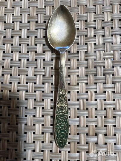 Ложка кофейная серебро, эмаль СССР