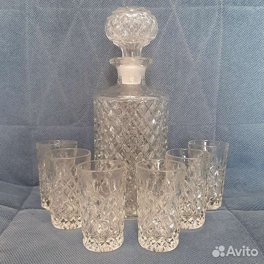 Графин и 6 стопок богемский хрусталь Богемия СССР