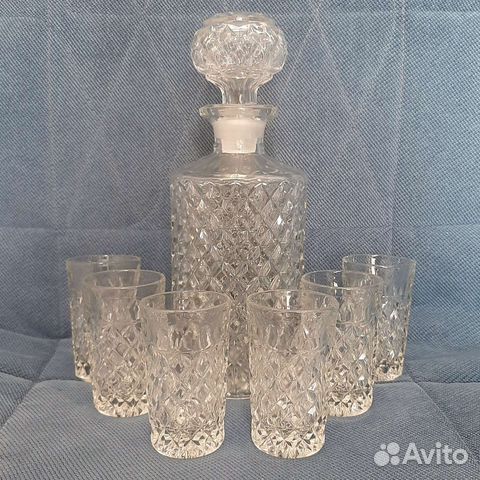 Графин и 6 стопок богемский хрусталь Богемия СССР