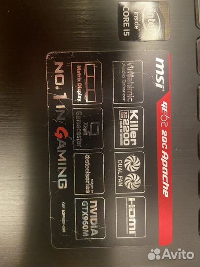 Игровой ноутбук msi ge62 2qc Apache